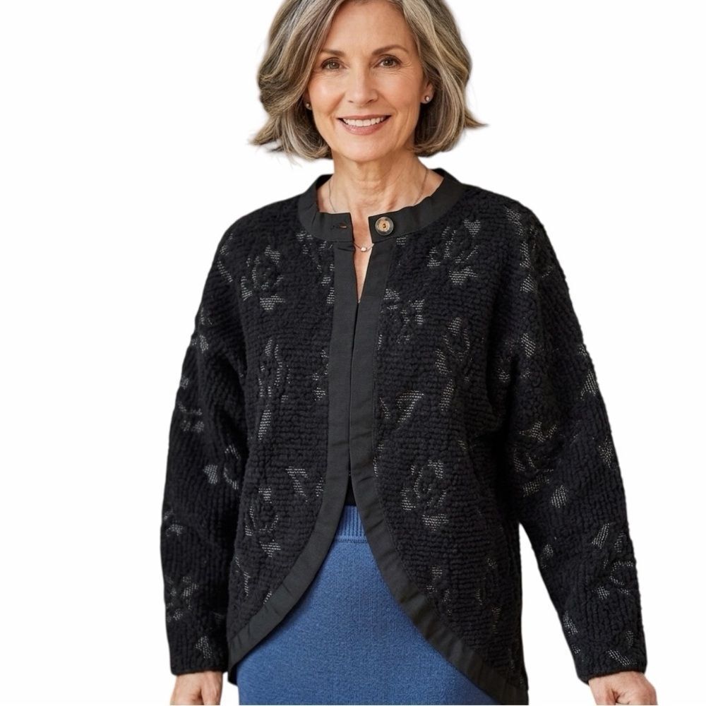 NWT Laura Tanzer Rose Butterfly Knit Jacket Size M